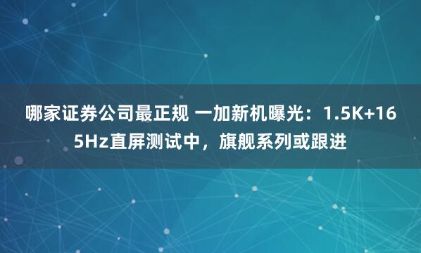 哪家证券公司最正规 一加新机曝光：1.5K+165Hz直屏测试中，旗舰系列或跟进